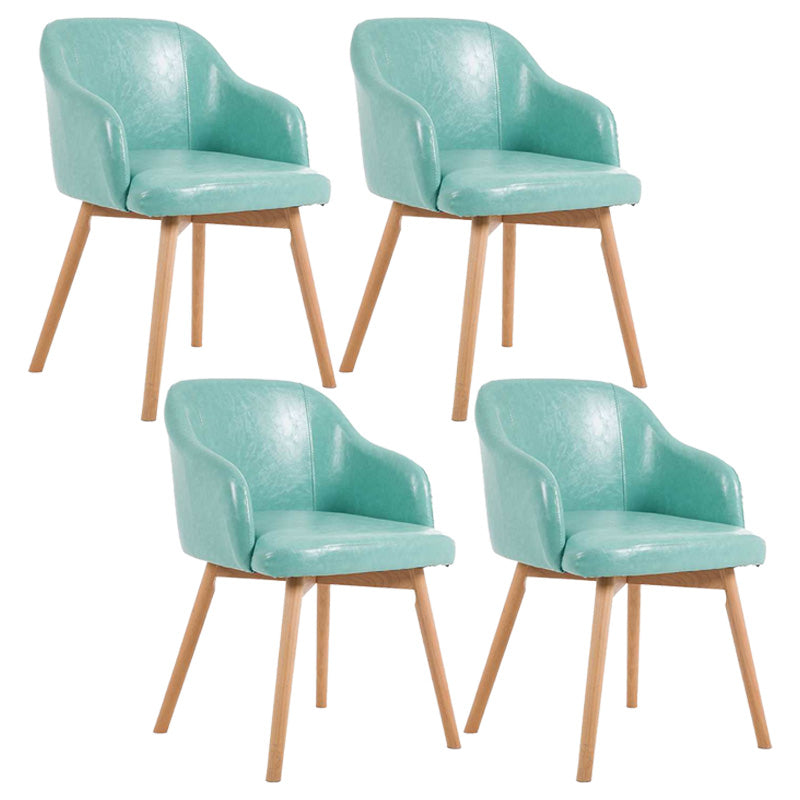 Scandinavian Beech Solid Back Arm Chair Fabric Dining Chair with Natural Legs