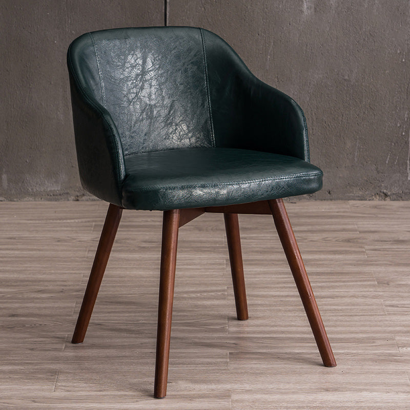 Scandinavian Beech Solid Back Arm Chair Fabric Dining Chair with Natural Legs