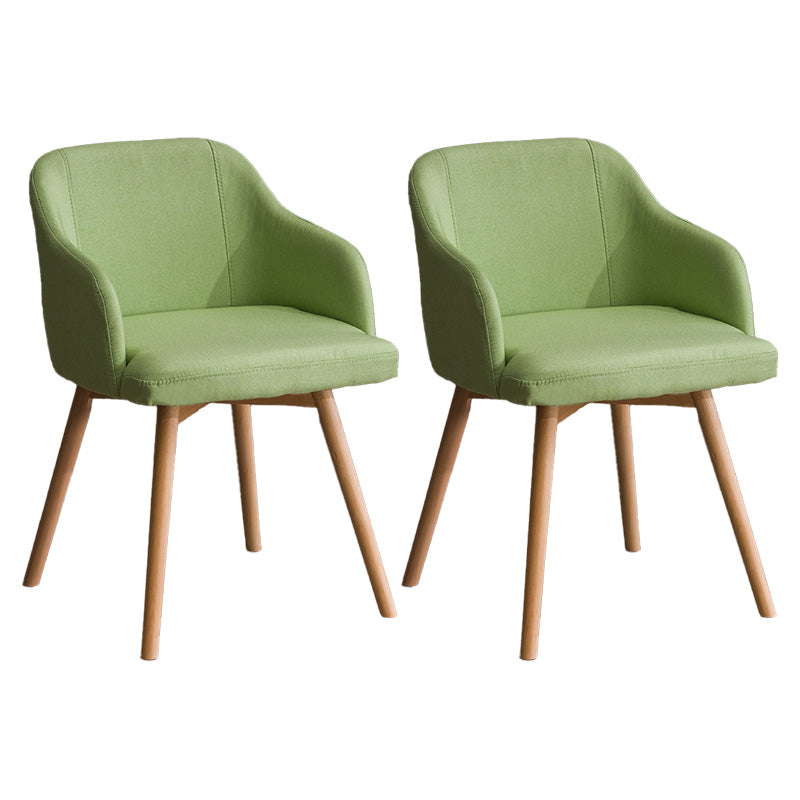 Scandinavian Beech Solid Back Arm Chair Fabric Dining Chair with Natural Legs