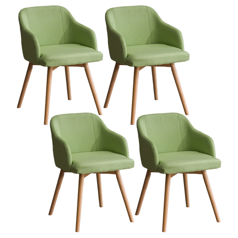 Scandinavian Beech Solid Back Arm Chair Fabric Dining Chair with Natural Legs
