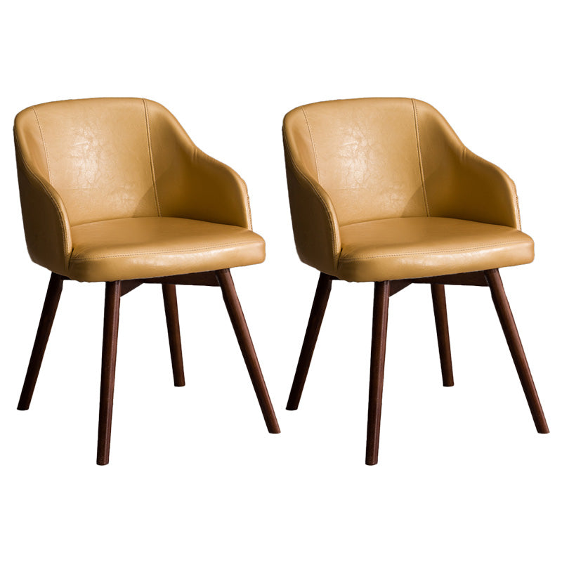 Scandinavian Beech Solid Back Arm Chair Fabric Dining Chair with Natural Legs