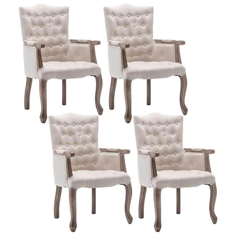 Farmhouse Wood Dining Chair Upholstered Arm Chair with 4 Grey Legs for Dining Room