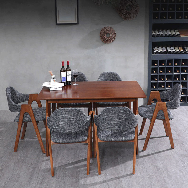 Scandinavian Rubberwood Open Arm Chair Upholstered Dining Chair with Wood Legs