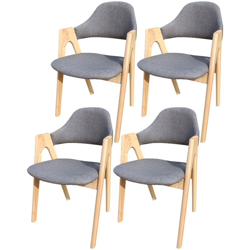 Scandinavian Rubberwood Open Arm Chair Upholstered Dining Chair with Wood Legs