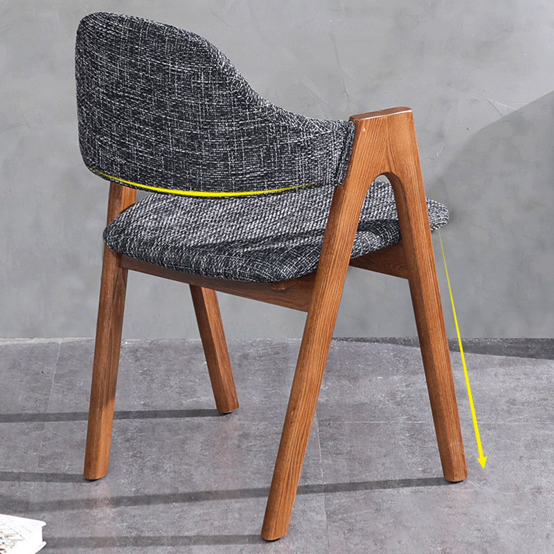 Scandinavian Rubberwood Open Arm Chair Upholstered Dining Chair with Wood Legs