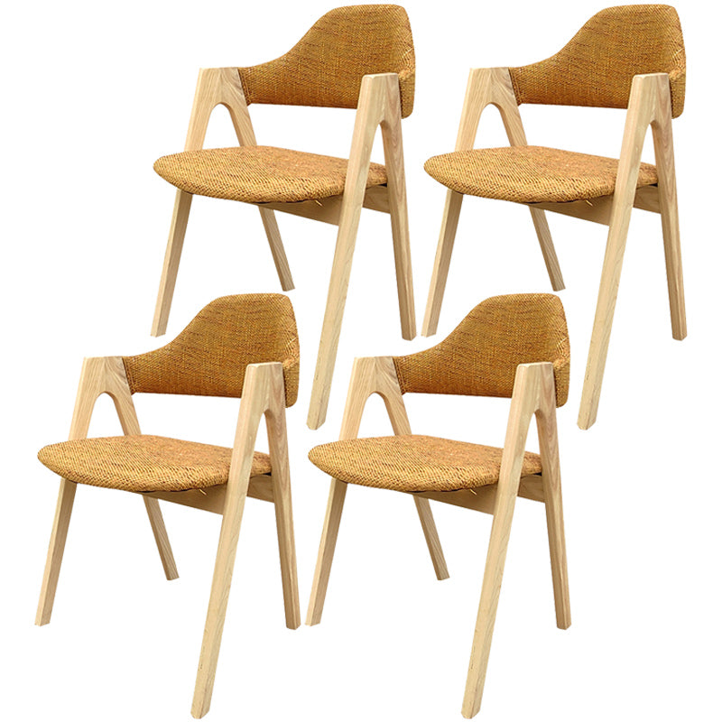 Scandinavian Rubberwood Open Arm Chair Upholstered Dining Chair with Wood Legs