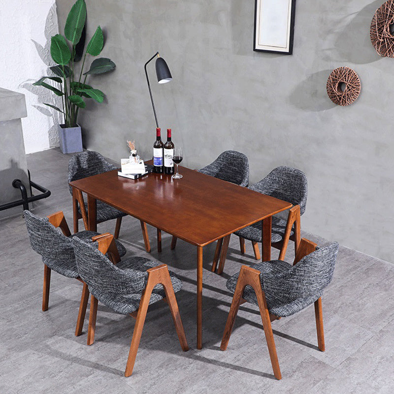 Scandinavian Rubberwood Open Arm Chair Upholstered Dining Chair with Wood Legs