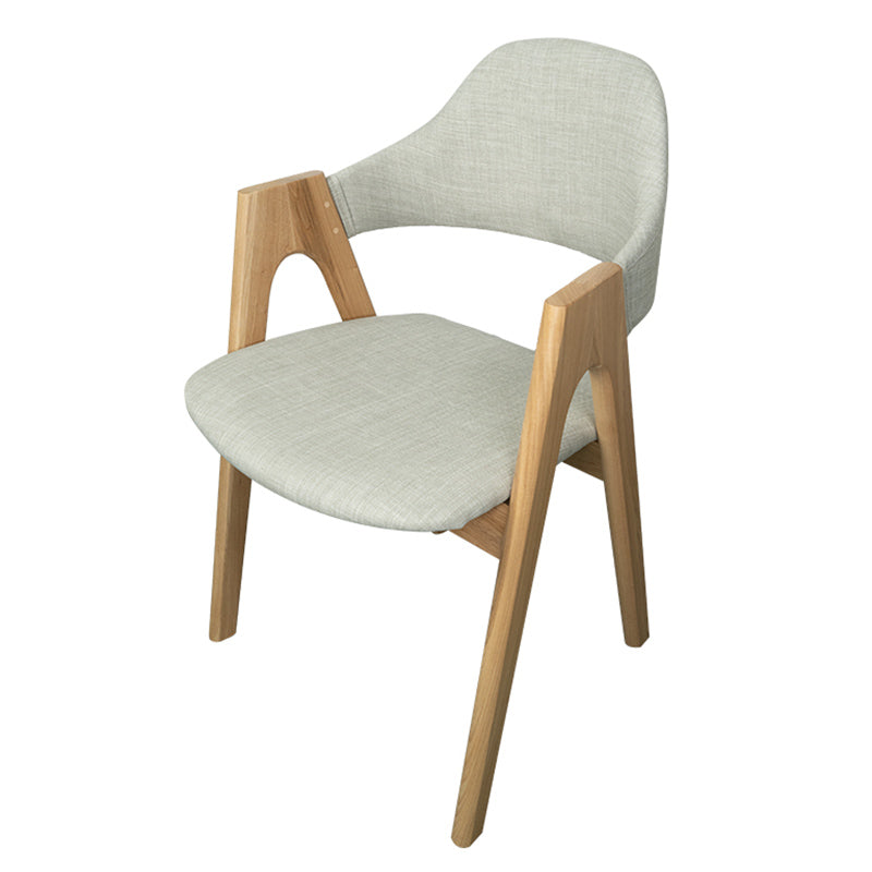 Scandinavian Rubberwood Open Arm Chair Upholstered Dining Chair with Wood Legs