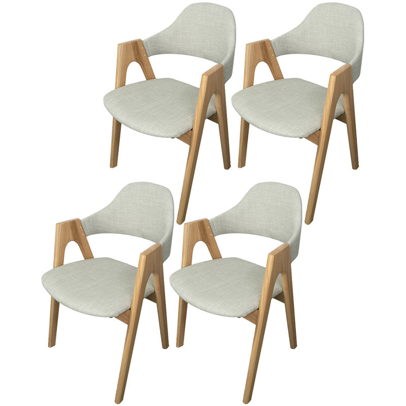 Scandinavian Rubberwood Open Arm Chair Upholstered Dining Chair with Wood Legs