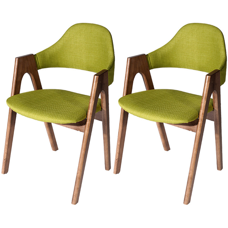 Scandinavian Rubberwood Open Arm Chair Upholstered Dining Chair with Wood Legs
