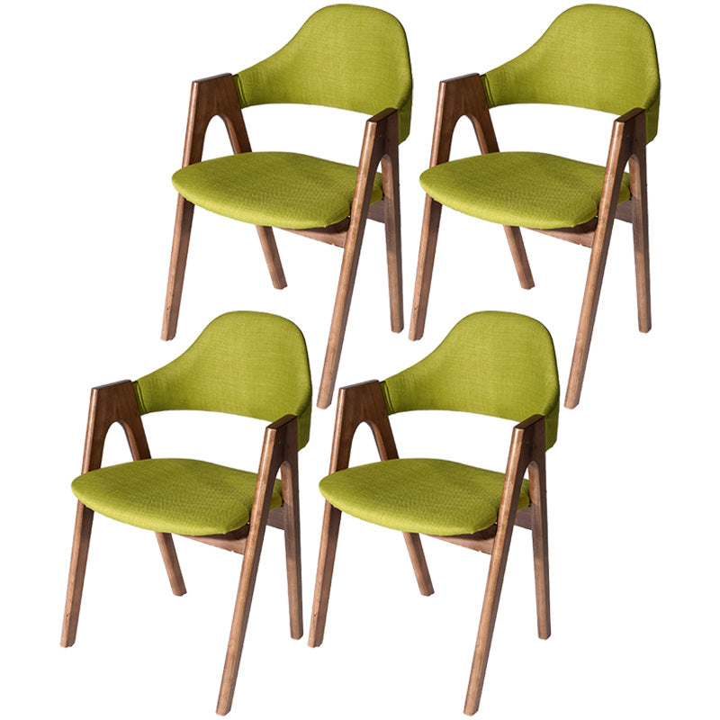 Scandinavian Rubberwood Open Arm Chair Upholstered Dining Chair with Wood Legs