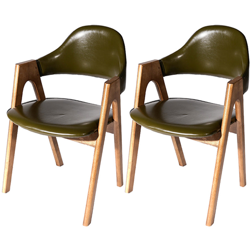 Scandinavian Rubberwood Open Arm Chair Upholstered Dining Chair with Wood Legs