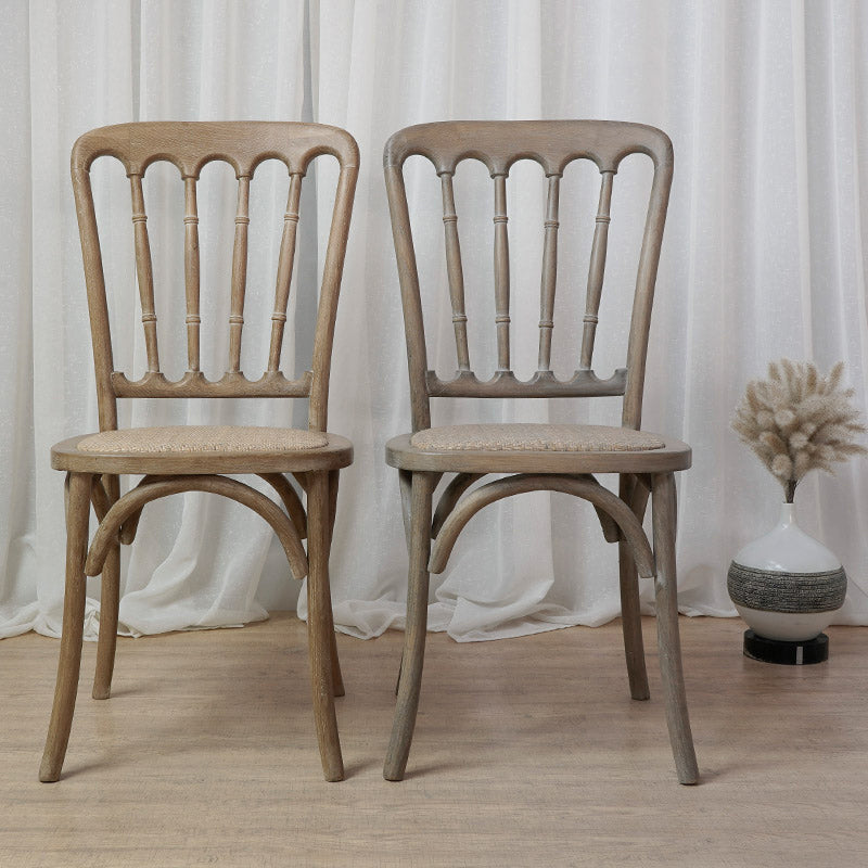 Wood Farmhouse Restaurant Side Chair Slat Back Vintage Tone Dining Chair