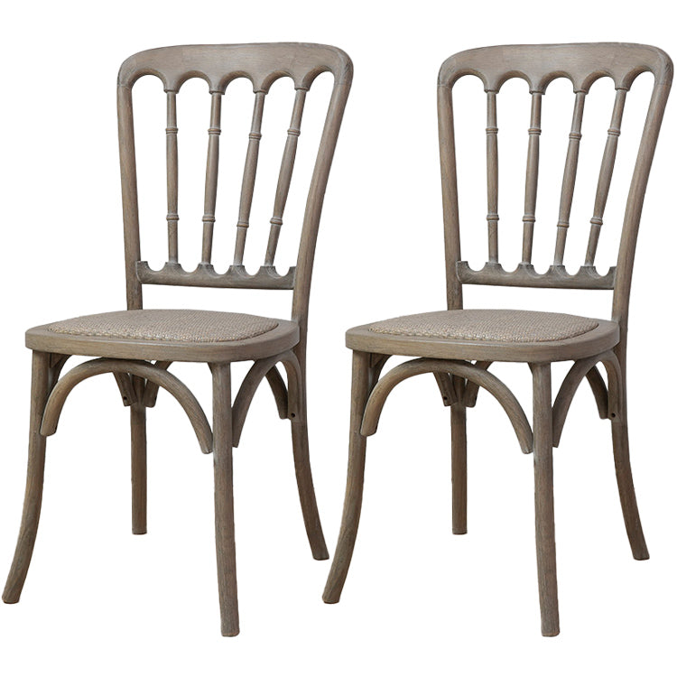 Wood Farmhouse Restaurant Side Chair Slat Back Vintage Tone Dining Chair