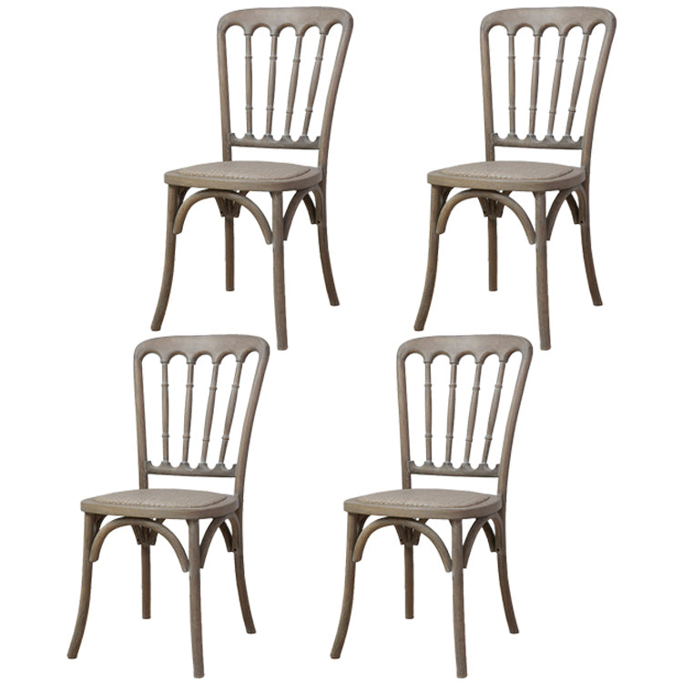 Wood Farmhouse Restaurant Side Chair Slat Back Vintage Tone Dining Chair