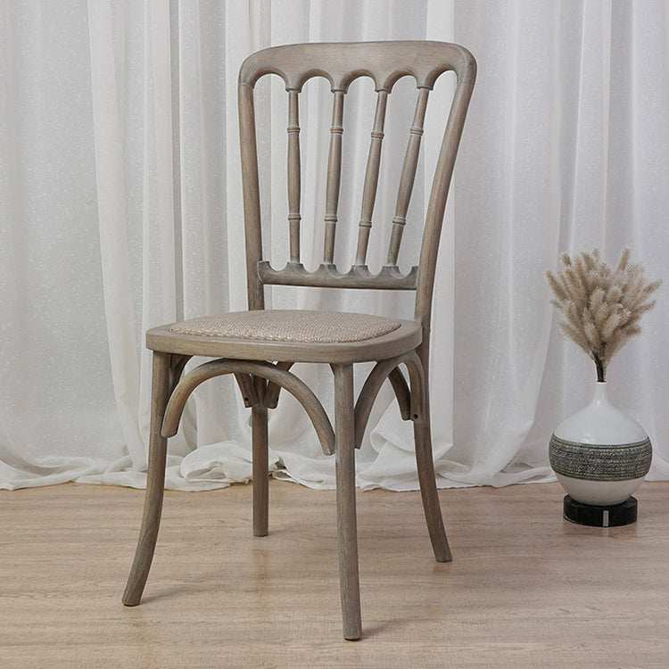 Wood Farmhouse Restaurant Side Chair Slat Back Vintage Tone Dining Chair