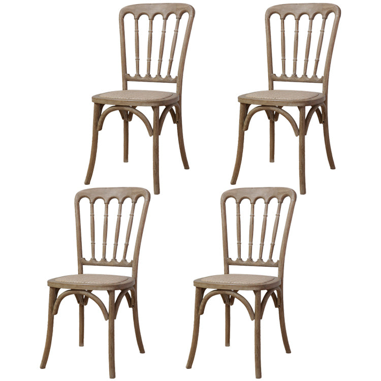 Wood Farmhouse Restaurant Side Chair Slat Back Vintage Tone Dining Chair