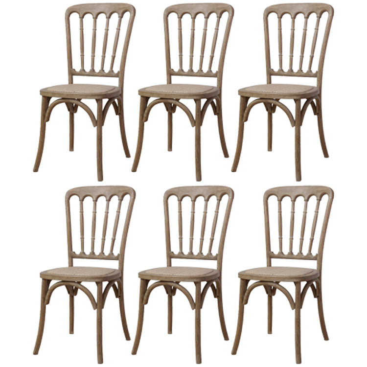 Wood Farmhouse Restaurant Side Chair Slat Back Vintage Tone Dining Chair