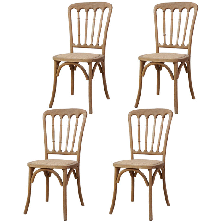Wood Farmhouse Restaurant Side Chair Slat Back Vintage Tone Dining Chair