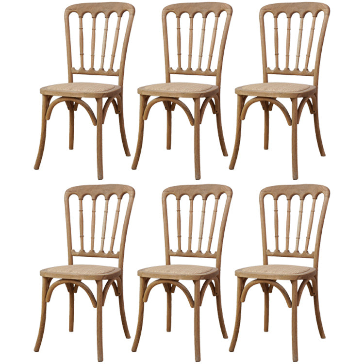 Wood Farmhouse Restaurant Side Chair Slat Back Vintage Tone Dining Chair