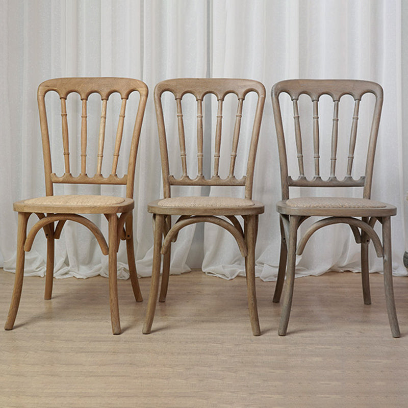 Wood Farmhouse Restaurant Side Chair Slat Back Vintage Tone Dining Chair