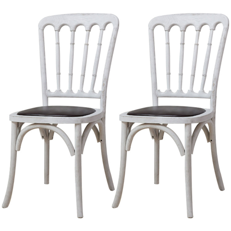Wood Farmhouse Restaurant Side Chair Slat Back Vintage Tone Dining Chair