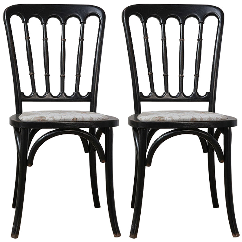 Wood Farmhouse Restaurant Side Chair Slat Back Vintage Tone Dining Chair