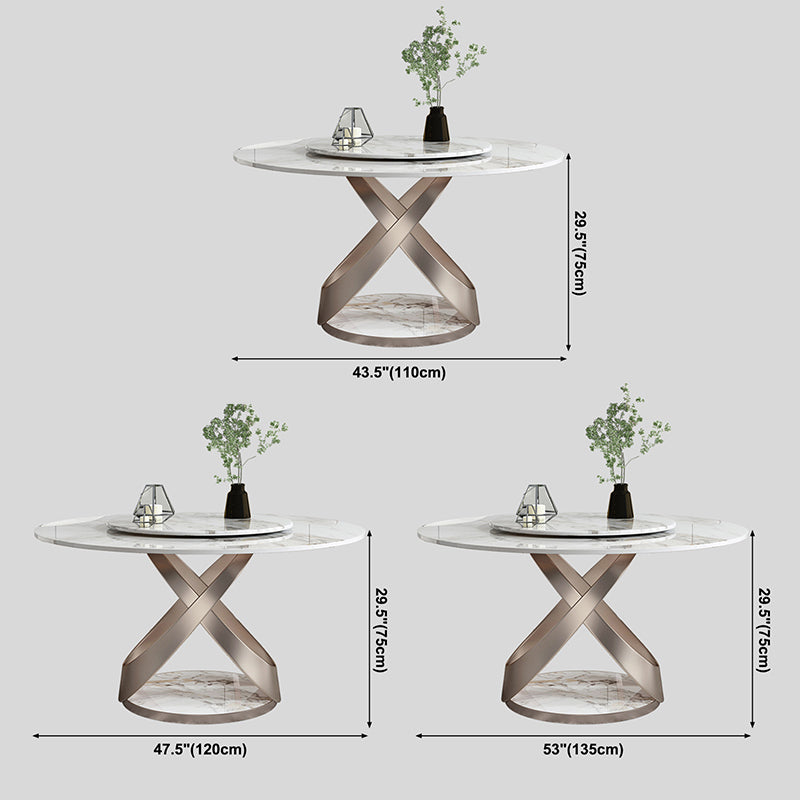 Moderne ronde eettafel gesinterde stenen eettafel met voetstuktafel