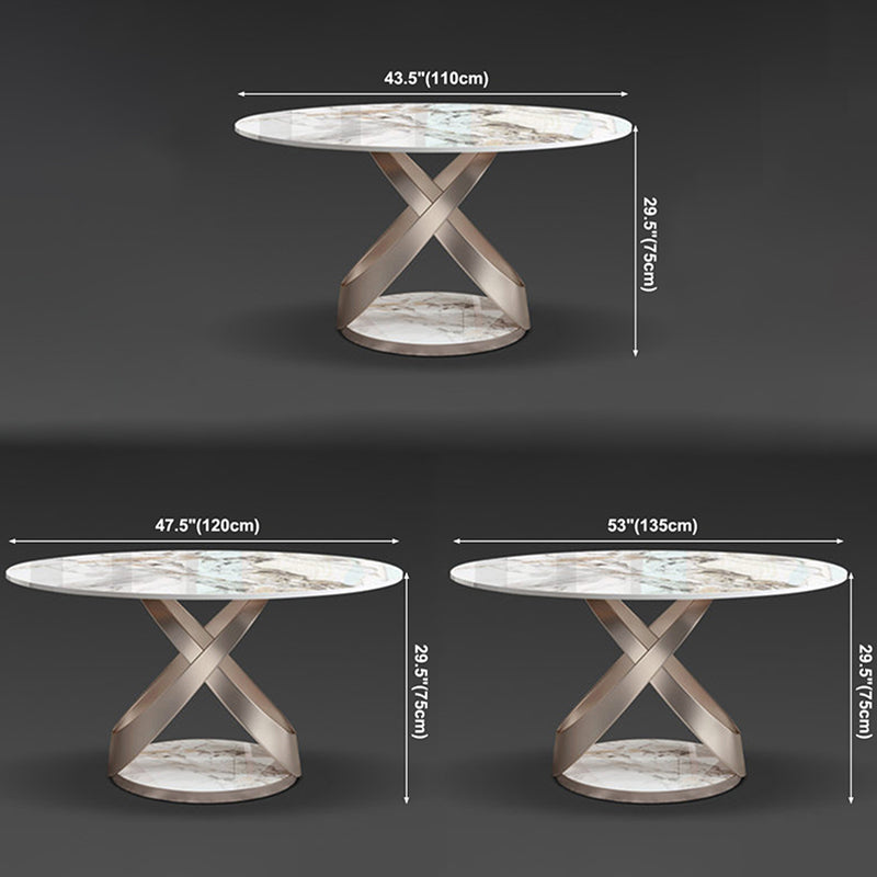 Moderne ronde eettafel gesinterde stenen eettafel met voetstuktafel