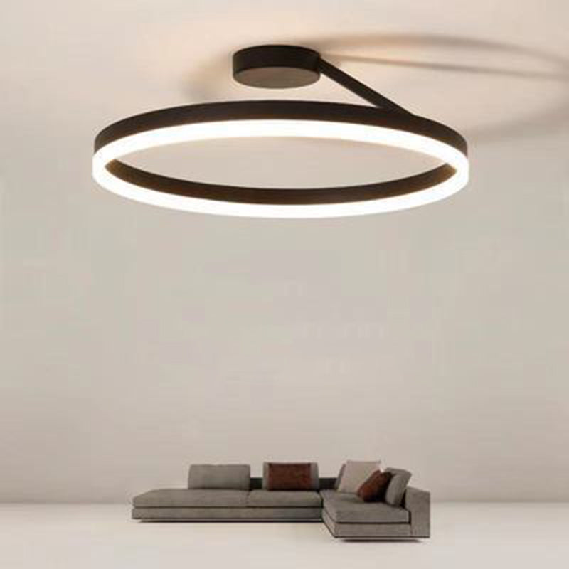 1-Light Circle Semi Flush Mount Acrylic Modern Style Semi Flush Mounted Ceiling Led Lights