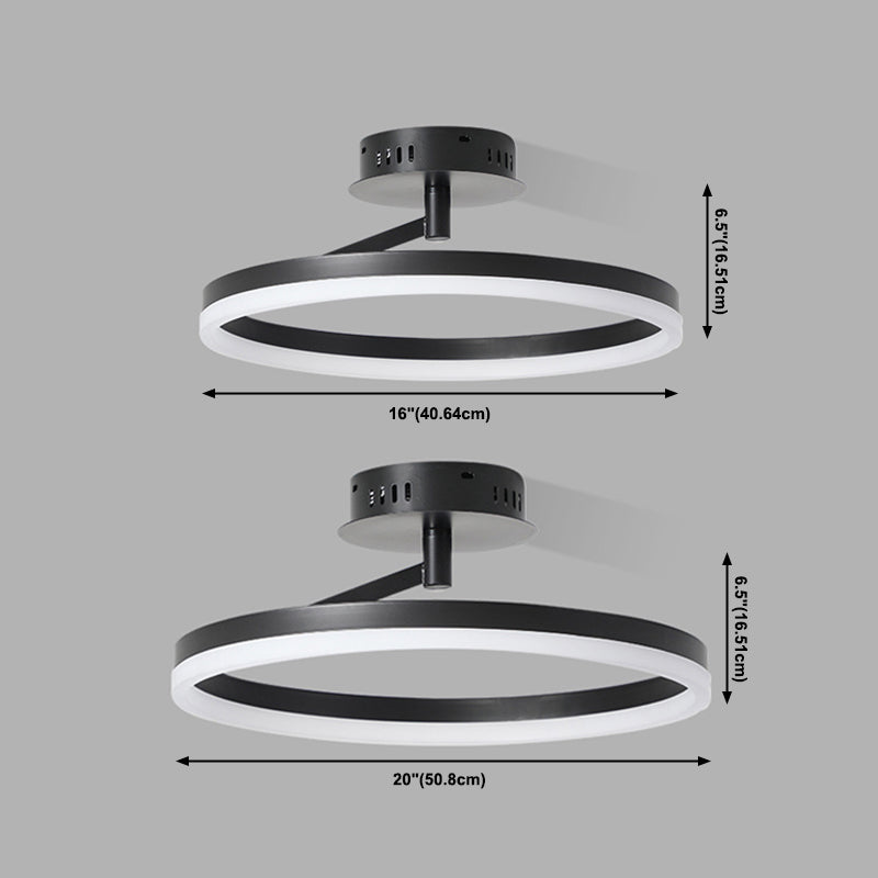 1-Light Circle Semi Flush Mount Acrylic Modern Style Semi Flush Mounted Ceiling Led Lights