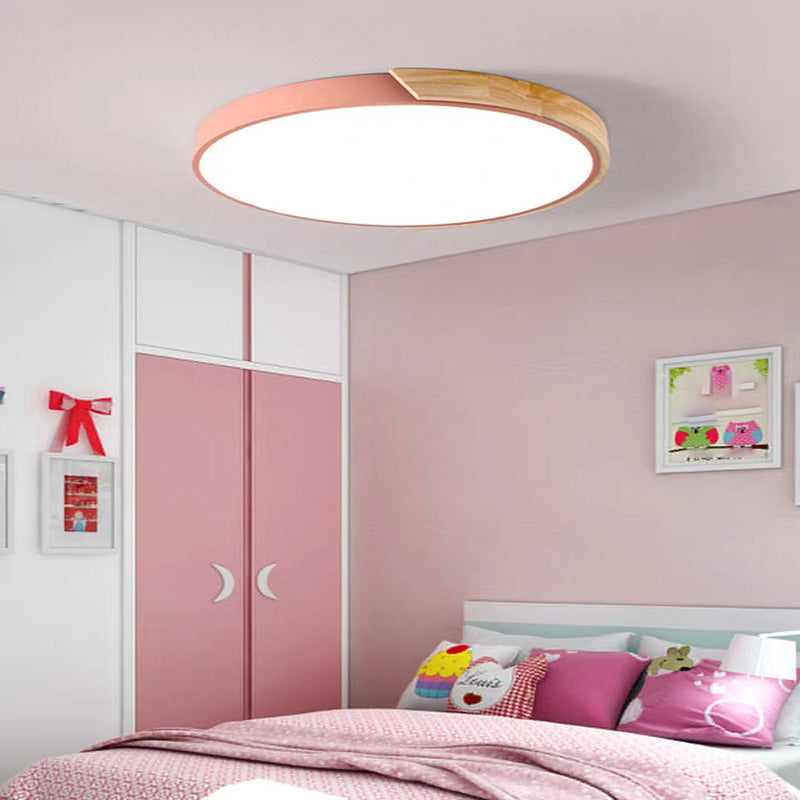 Metal Round Shade Flush Mount Llight Nordic Macarons Style1 Head Flush Mount