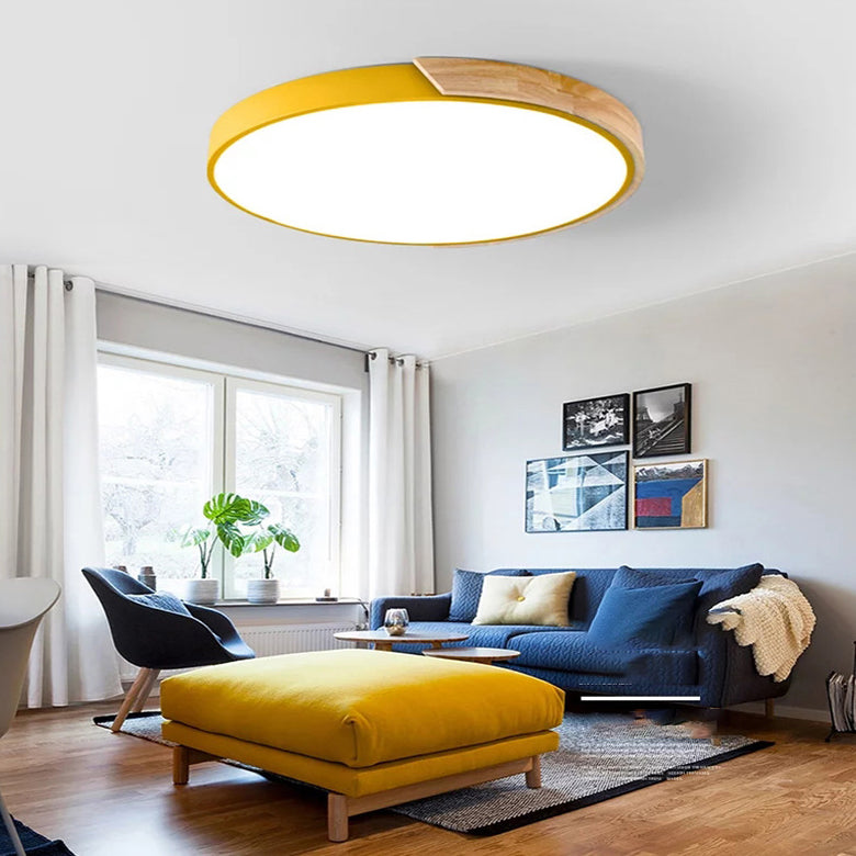 Metal Round Shade Flush Mount Llight Nordic Macarons Style1 Head Flush Mount