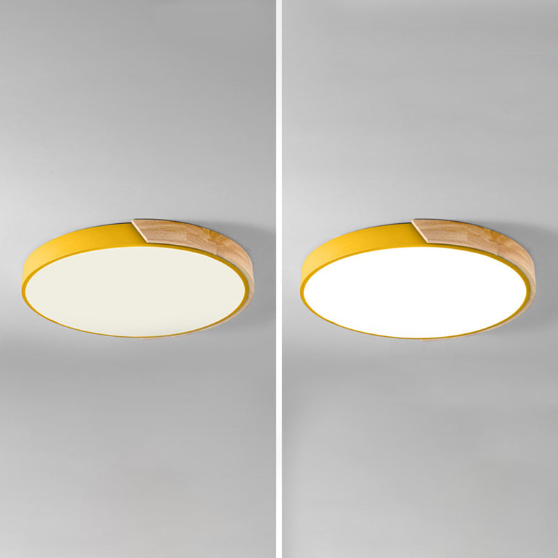 Metal Round Shade Flush Mount Llight Nordic Macarons Style1 Head Flush Mount