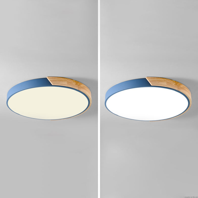Metal Round Shade Flush Mount Llight Nordic Macarons Style1 Head Flush Mount