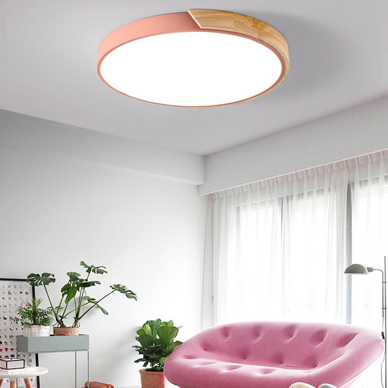 Metal Round Shade Flush Mount Llight Nordic Macarons Style1 Head Flush Mount