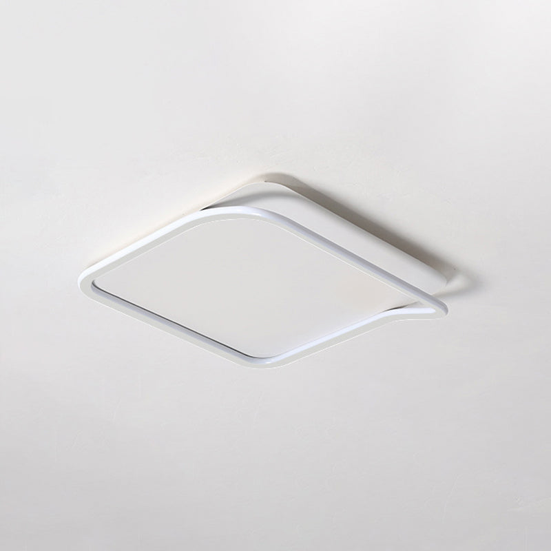 Plafonnier géométrique en aluminium encastré en acrylique blanc LED pour chambre à coucher moderne et minimaliste