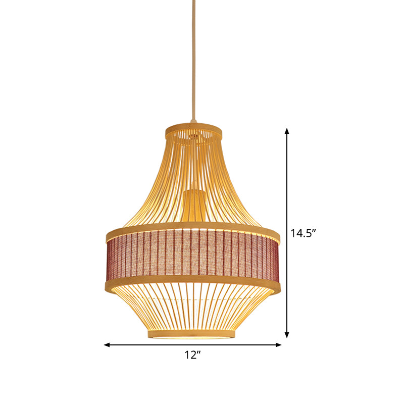 1 Bulbe Laser à plafond coupé lampe de plafond chinois Bamboo Pendentif Lighting in Light Purple