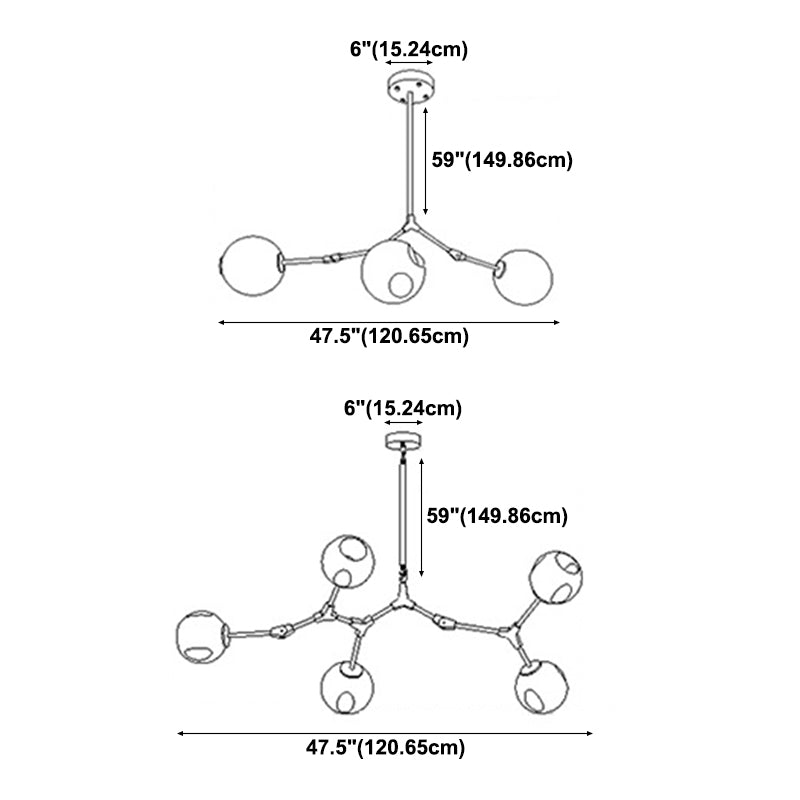 Modern Style 3/5 Light Chandelier Light Branching Style Glass Shade Ceiling Light