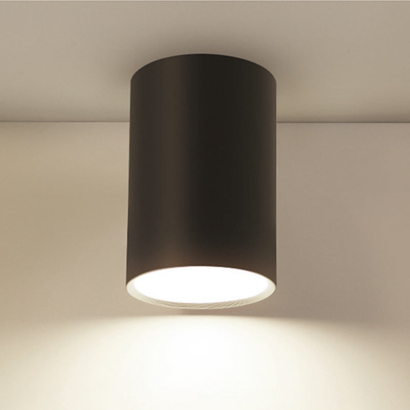 Black 1-Light Ceiling Flush Mount Lights Modern Style Cylinder Aluminum Flush Mount Lamp