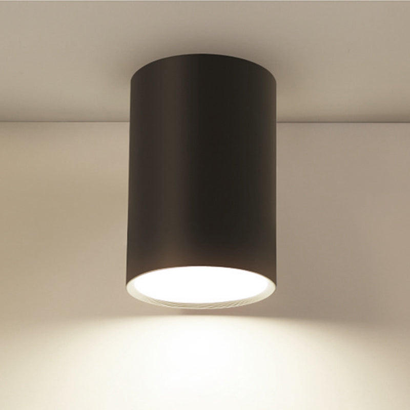 Zwarte 1-lichts plafondinbouwlamp Moderne stijl cilinder aluminium inbouwlamp
