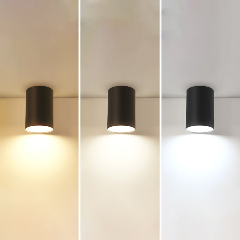 Zwarte 1-lichts plafondinbouwlamp Moderne stijl cilinder aluminium inbouwlamp