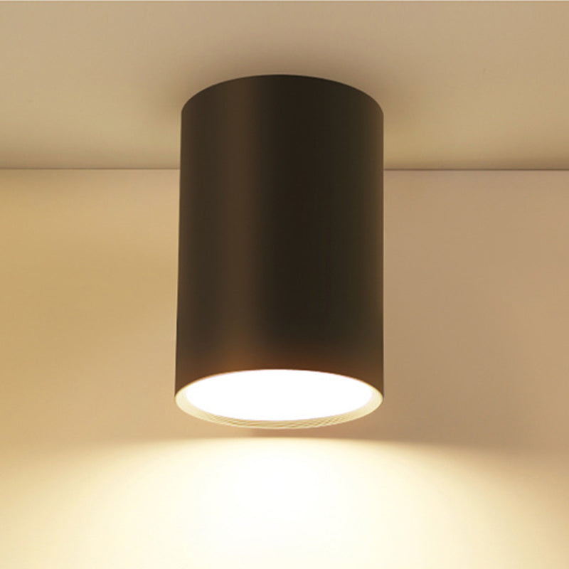 Black 1-Light Ceiling Flush Mount Lights Modern Style Cylinder Aluminum Flush Mount Lamp