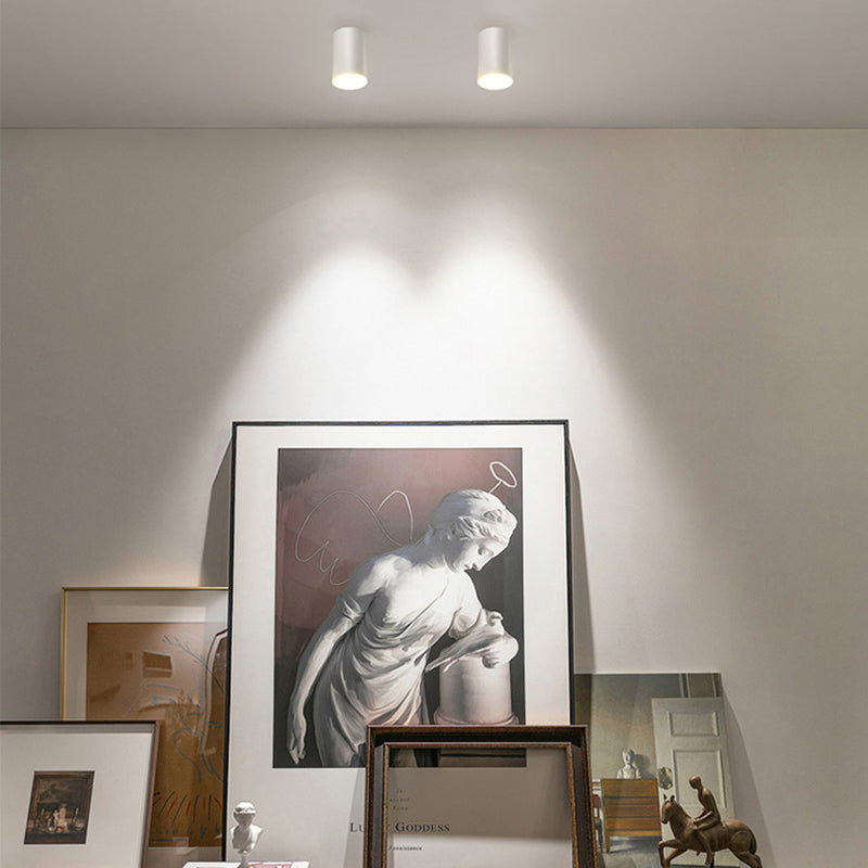 Zwarte 1-lichts plafondinbouwlamp Moderne stijl cilinder aluminium inbouwlamp
