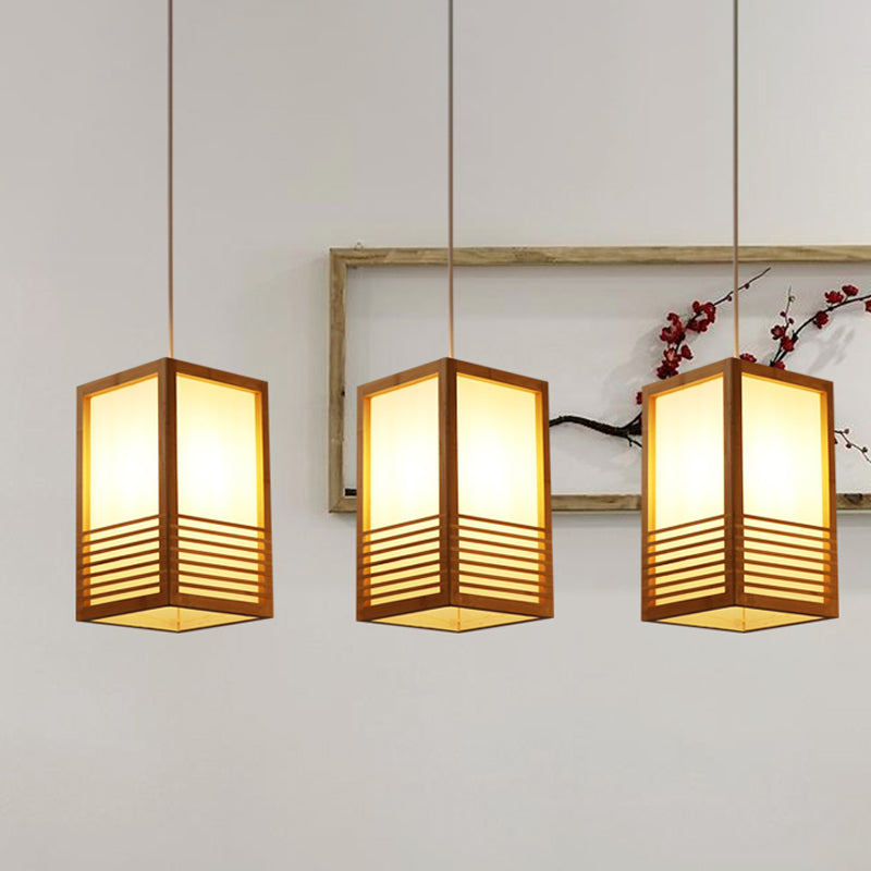 1 Kopf rechteckiger Anhänger Beleuchtung japanische Holzdecke hängende Licht in Beige