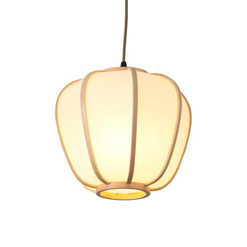 1 Kopfrestaurant Deckenlampe Asian Beige Hanges Anhänger Licht mit Laternenholzschatten
