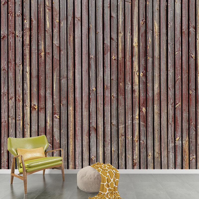 Customized Mildew Resistant Wall Mural Soft Color Wood Textured Pattern Wall Covering