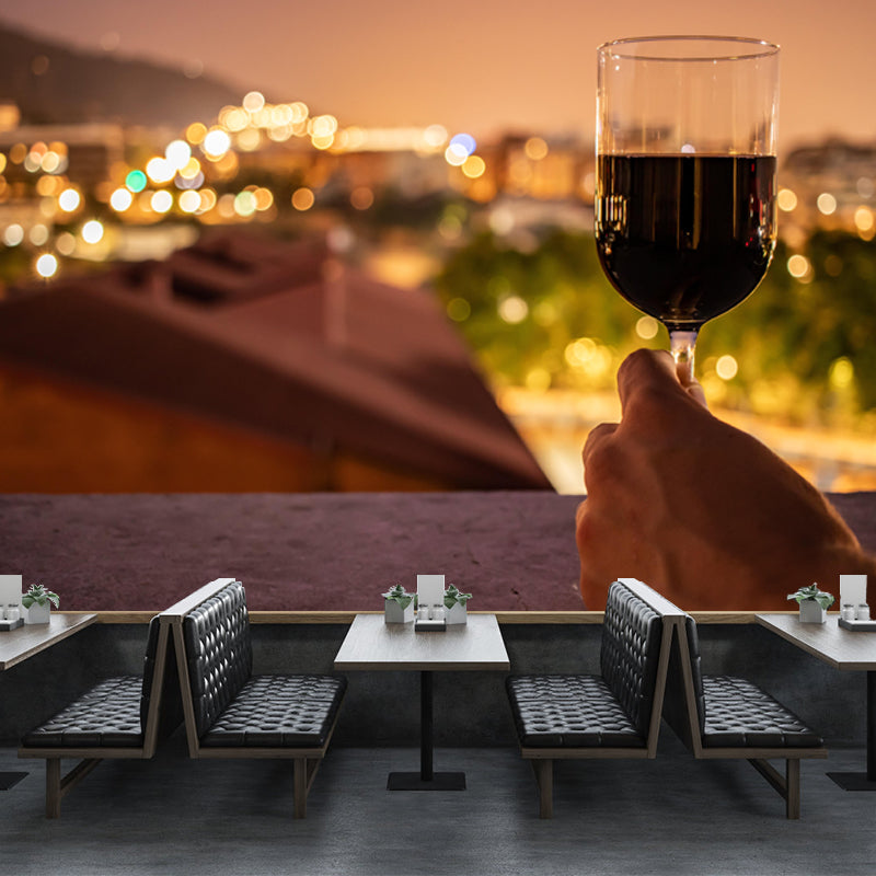 Commercial Use Wine Mural Wallpaper Photography Stain Resistant Wall Decor for Bar