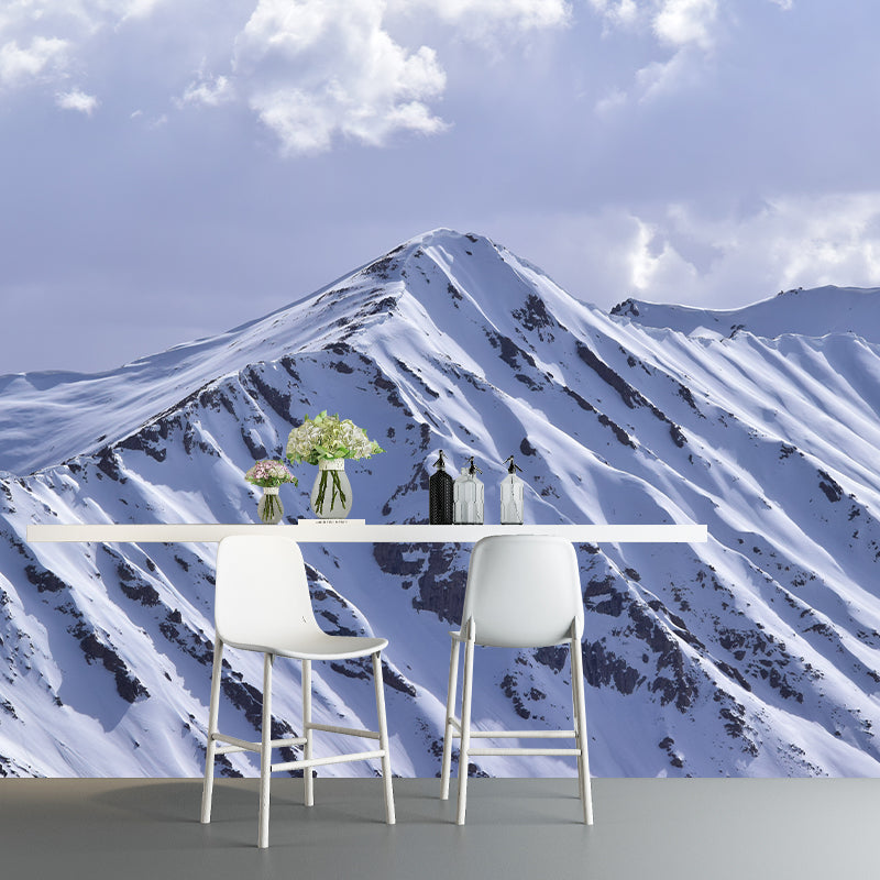 Snow Mountain Landscape Removable Wall Mural for Living Room, Waterproofing
