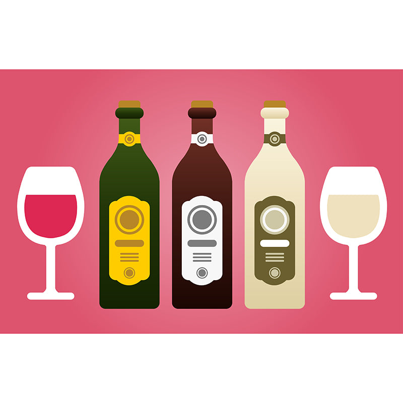 Wine Illustration Mural Decal Moisture Resistant Contemporary Wine Bar Wall Covering